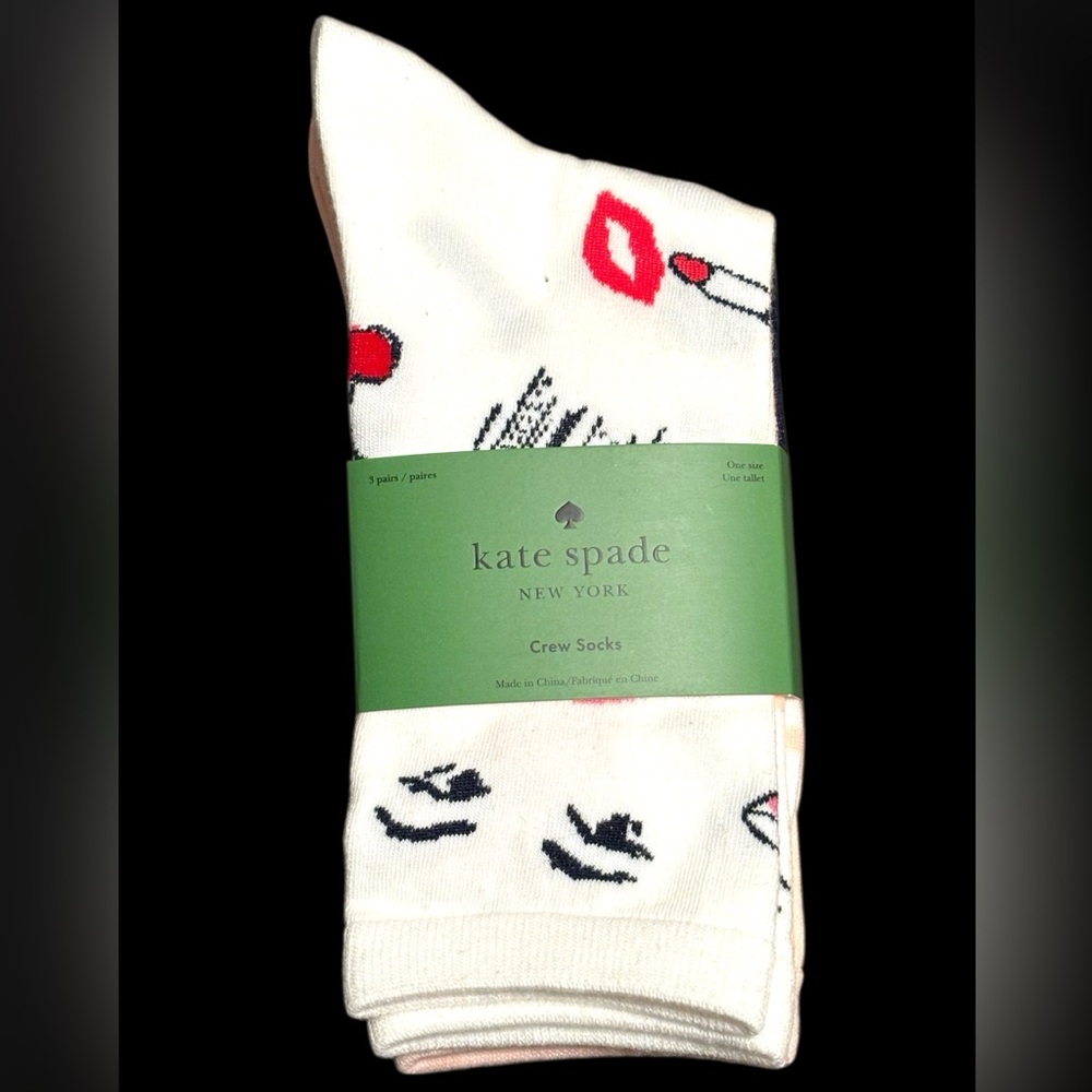 NWT•kate spade Women’s Logo & Patterned Crew Socks